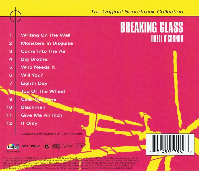 Hazel O'Connor - Breaking Glass - Back Cover